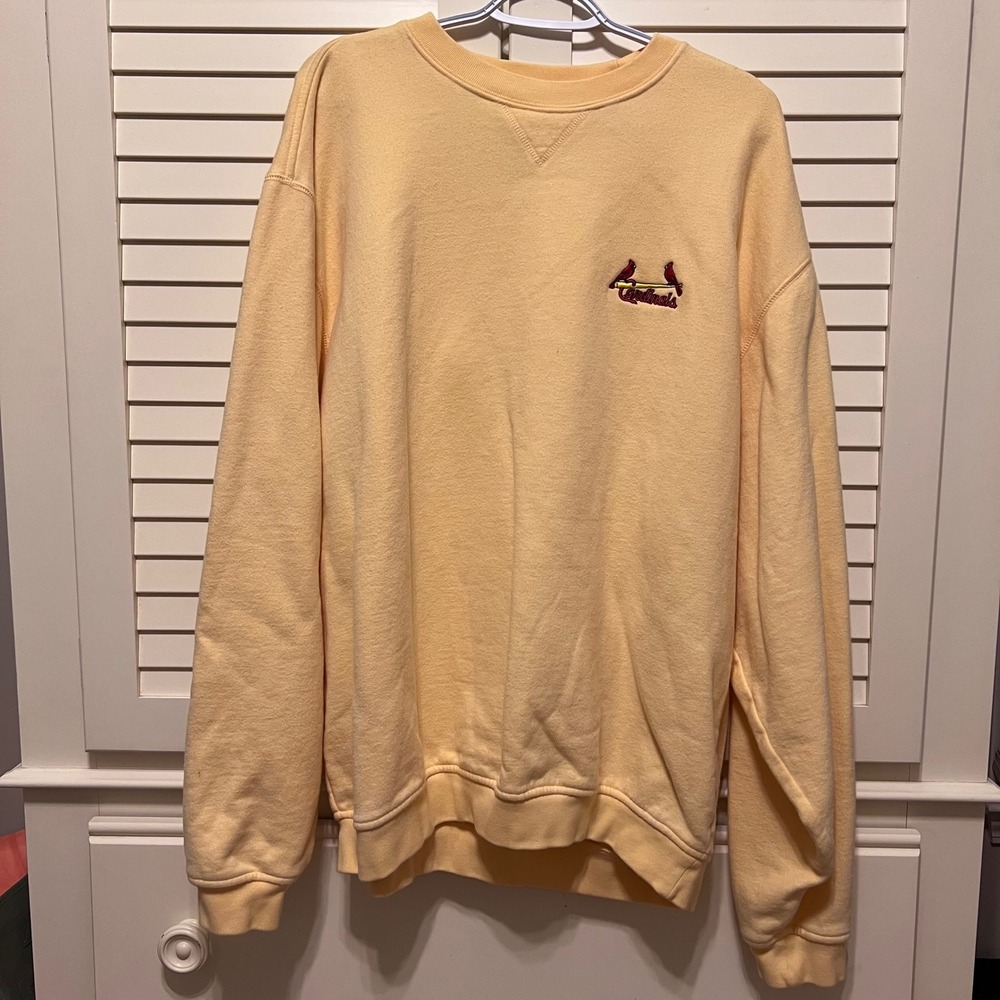Cutter & Buck Mens St Louis Cardinals Yellow Crewneck Sweatshirt XL MLB Fleece